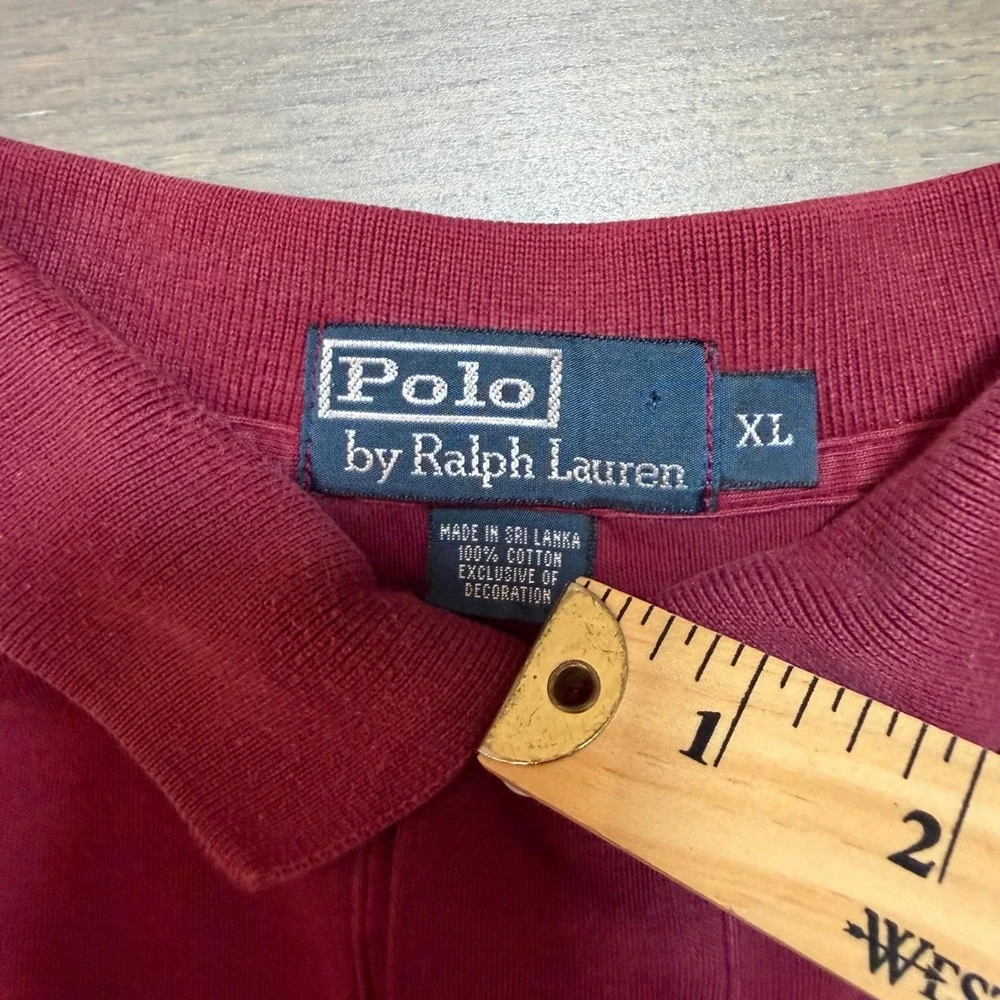 Polo Ralph Lauren Mens XL‎ Burgundy Maroon Short Sleeve Pique Polo Shirt Cotton